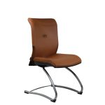 Chaise visiteur en cuir carriat marron Strong Auguste piètement luge