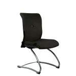 Chaise visiteur en cuir carriat noir Strong Auguste piètement luge