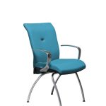 Chaise visiteur en laine Europost bleu Strong Auguste 4 pieds