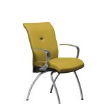 Chaise visiteur en laine Europost jaune Strong Auguste 4 pieds