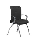 Chaise visiteur en tissu polyester medley noire Strong Auguste 4 pieds