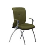 Chaise visiteur en tissu polyester medley vert Strong Auguste 4 pieds