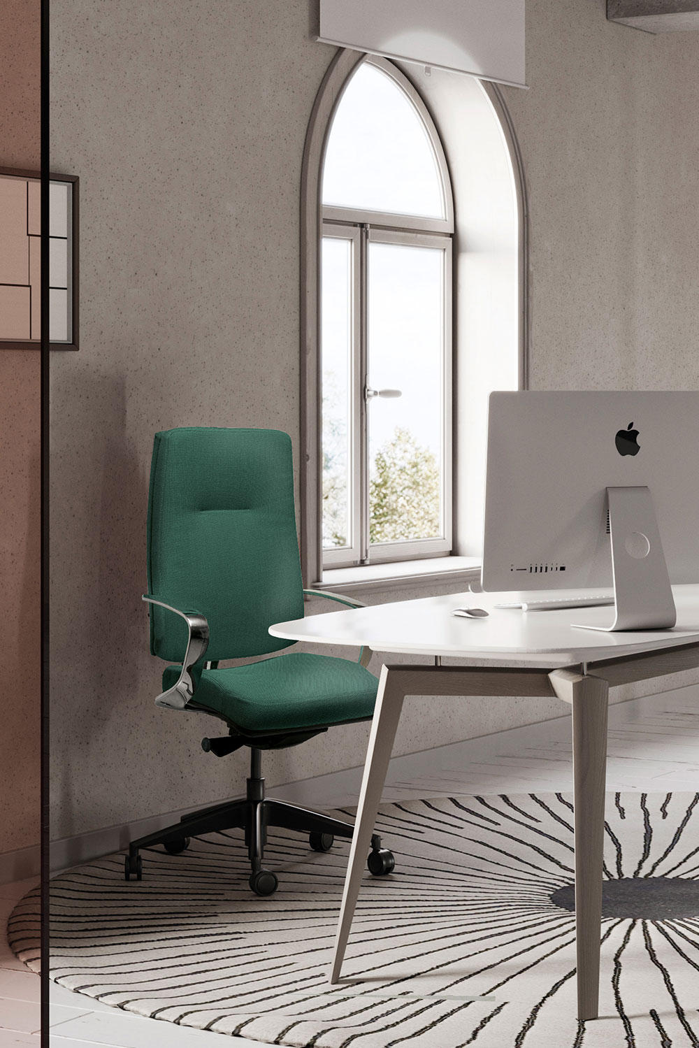 Fauteuil de direction ergonomique king edgard + en tissu, made in France de chez Navailles. Adapté à tous types de bureau, fauteuil de grande qualité avec accoudoirs fixes