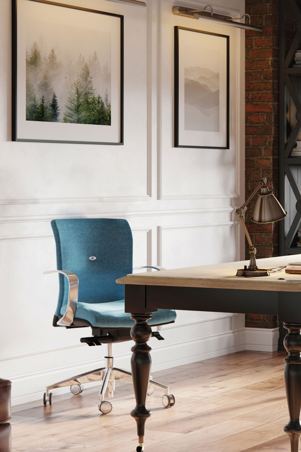 Fauteuil de direction ergonomique Strong Auguste + petit dossier en tissu, made in France de chez Navailles. Adapté à tous types de bureau, fauteuil de grande qualité avec accoudoirs fixes