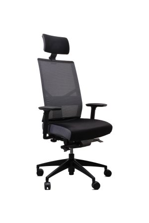 Photo du fauteuil de bureau ergonomique great marcel resille avec dossier gris fonce et assise en polyester radio noir