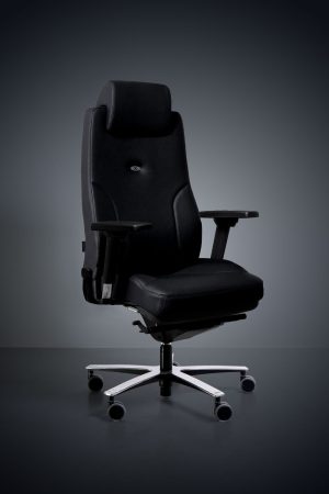 Fauteuil de bureau fabriqué en France Lead Ernest 24.24 cuir noir