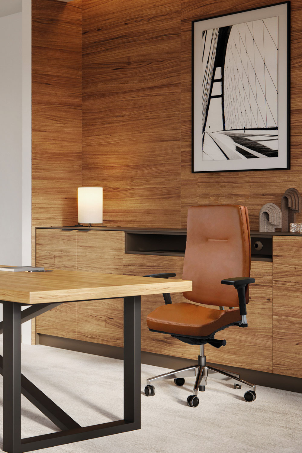 Fauteuil de bureau ergonomique king edgard en cuir, made in France de chez Navailles. Adapté à tous types de bureau, fauteuil de grande qualité