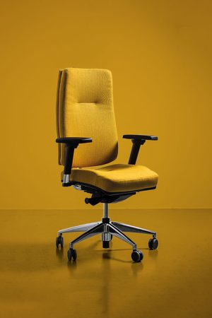 Fauteuil de direction ergonomique king edgard + Made in France en tissu jaune