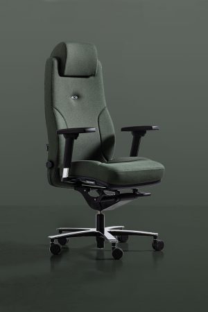 Voici une jolie photo d'un fauteuil de bureau ergonomique 24/24 ton sur ton cura vert impérial