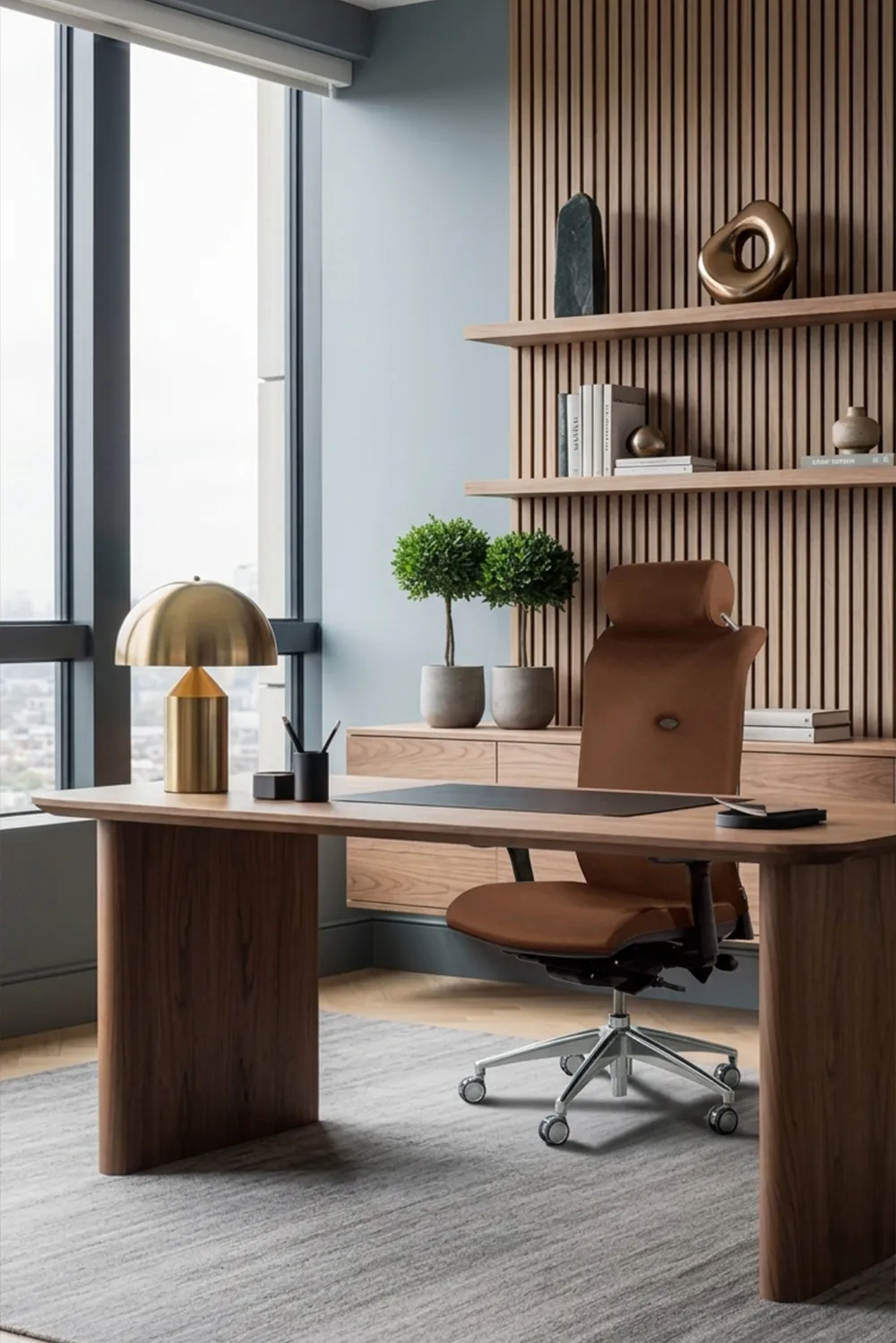 Strong Auguste, fauteuil de bureau ergonomique en cuir, dans un espace de travail moderne. Navailles France.