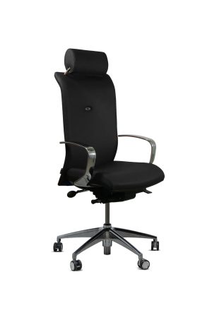 Fauteuil de bureau de direction cuir gea noir - Strong Auguste, vue de trois quart