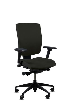 Fauteuil de bureau ergonomique Good Gauthier en tissu radio noir, vue de trois quart