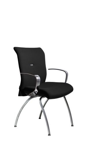 Chaise visiteur en tissu polyester polyester recyclé noire Strong Auguste 4 pieds