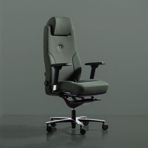 photo du fauteuil de bureau ergonomique Lead Ernest conçu pour une utilisation 24/24 en tissu cura vert