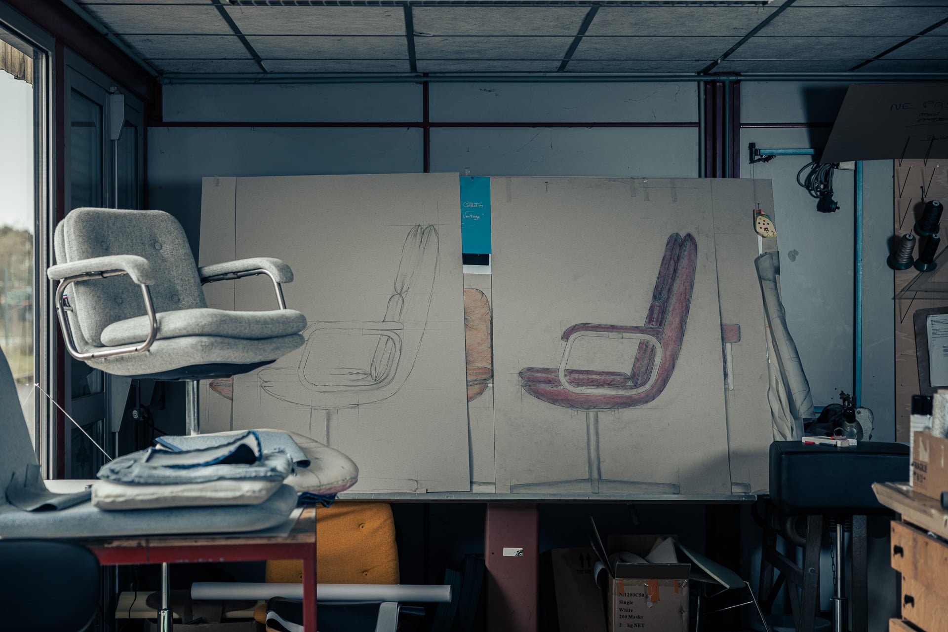 schéma et prototype fauteuil de bureau vintage Navailles Gamme héritage 80