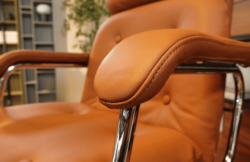 accoudoirs fauteuil bureau vintage en cuir carriat gold héritage 80 grand dossier