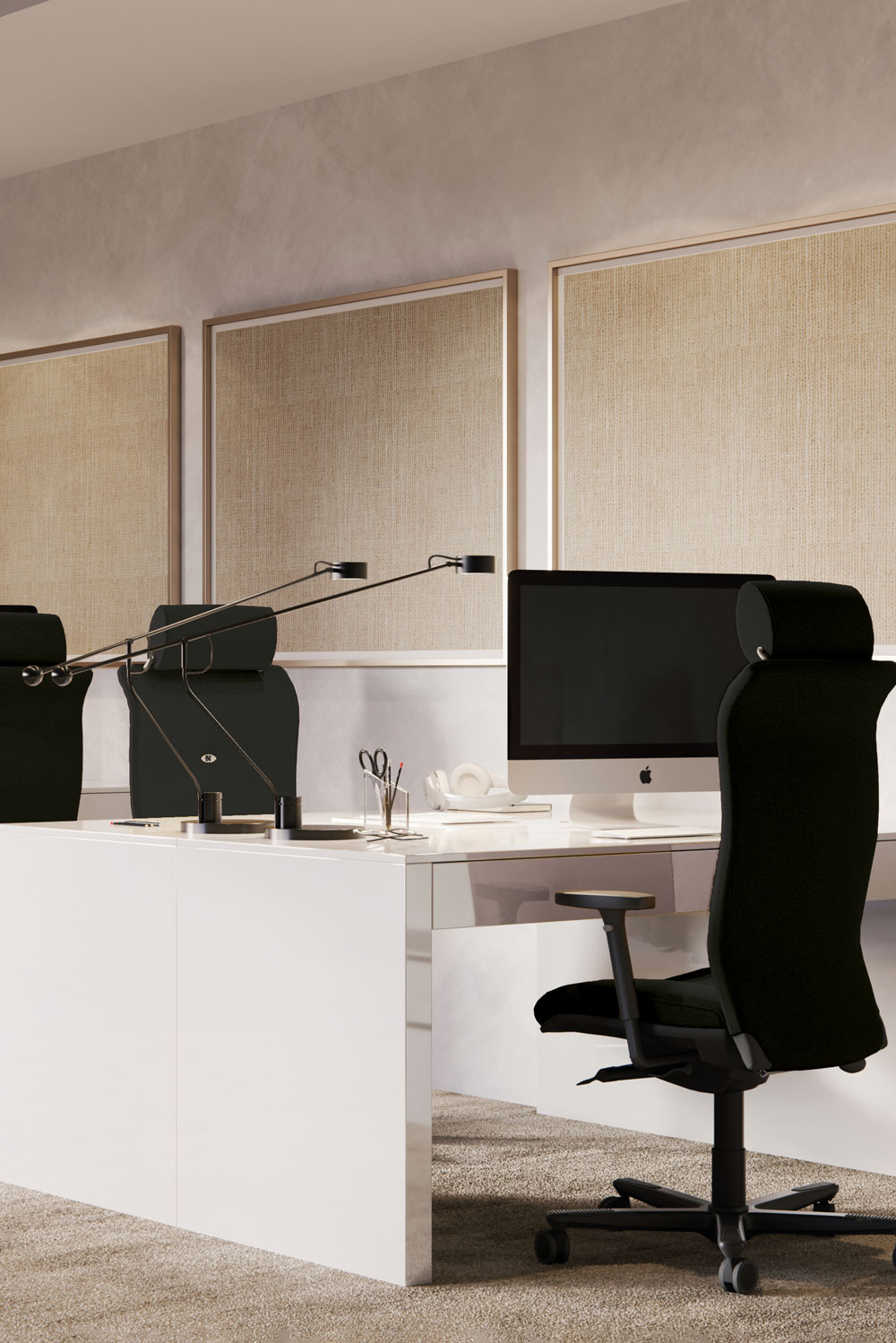 Fauteuil de bureau ergonomique Strong Auguste en tissu radio noir, made in France de chez Navailles. Adapté à tous types de bureau, fauteuil de grande qualité