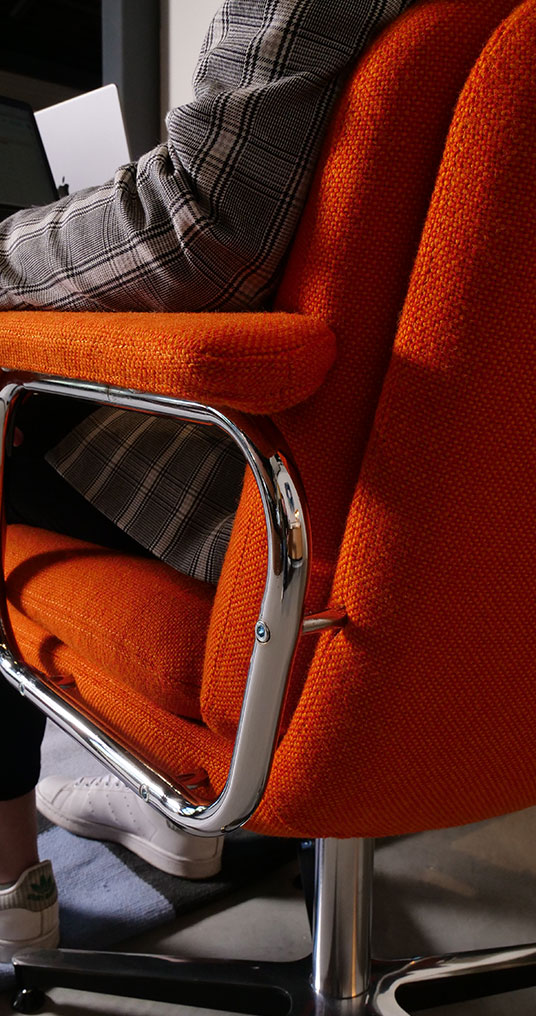 Fauteuil de bureau vintage heritage 80 en laine orange Navailles
