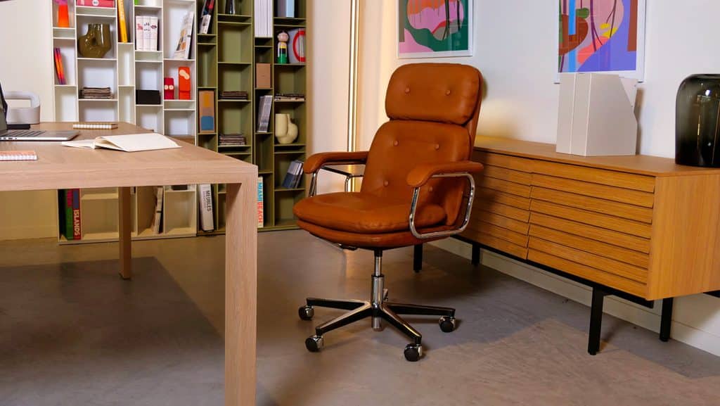 fauteuil de bureau vintage en cuir heritage 80 Navailles