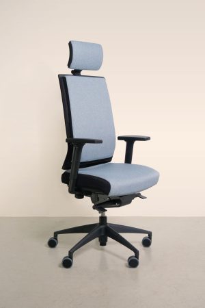 Fauteuil de bureau ergonomique réglable en tissu gris Great Marcel Garni de trois Quart NAVAILLES
