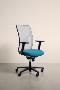 Siège de bureau confortable ergonomique en tissu bleu Happy Suzanne de trois Quart NAVAILLES