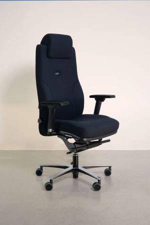Fauteuil de bureau ergonomique réglable en tissu noir Lead Ernest de trois Quart NAVAILLLES